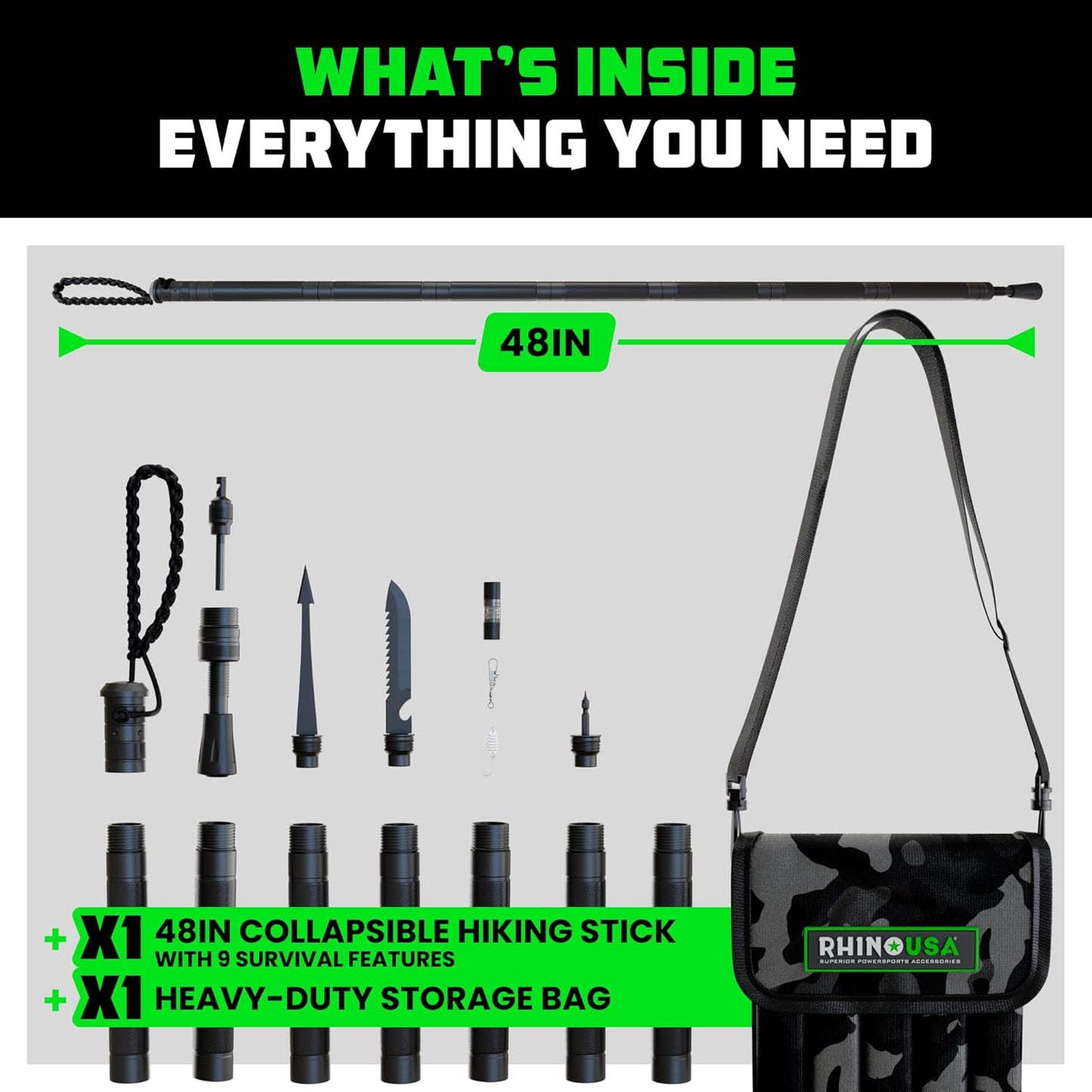 Furix™ Rhino Tactical Hiking Stick