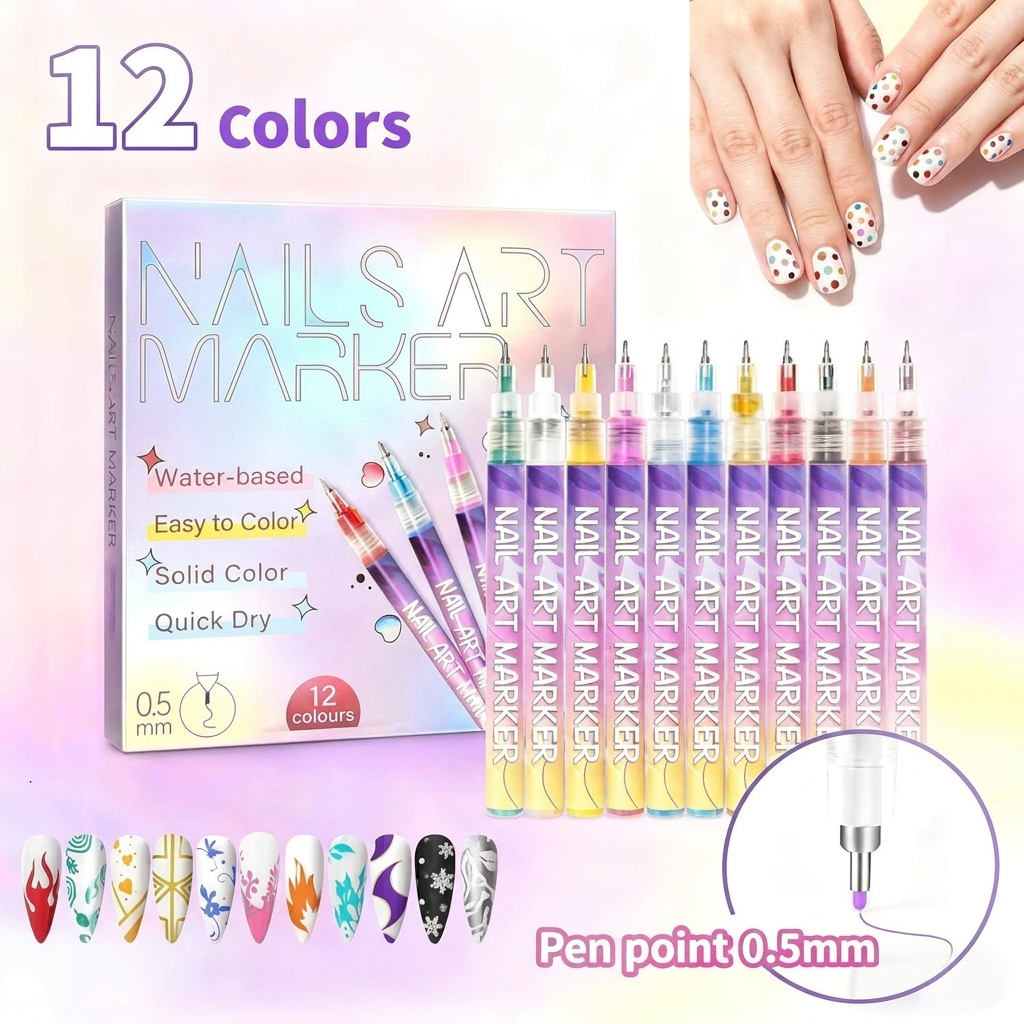 12 Colors Nail Art Pens Set